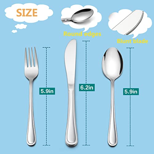 LIANYU 12-Piece Kids Silverware Set, Stainless Steel Toddler Utensils Set - color: Silver