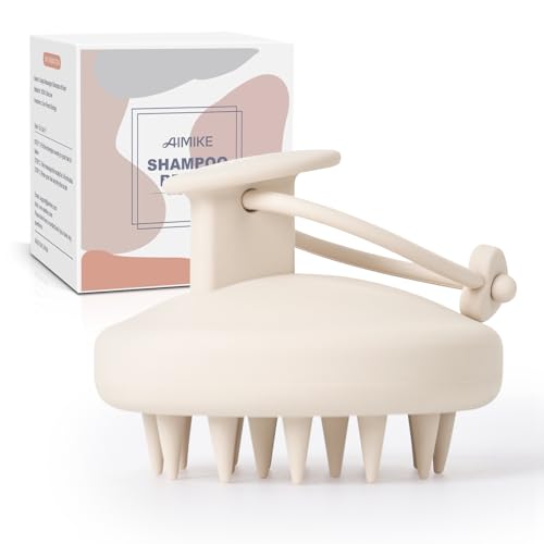 AIMIKE Scalp Massager Shampoo Brush, Soft Silicone Scalp Scrubber - color: Oatmeal