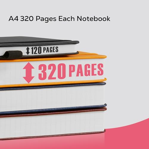 FOCUS DAY Lined Journal Notebook for Women/Men Writing Work, 320 Pages A4 Large Notebook notepads 8.5 x 11 for Note Taking, Hardcover Leather Journal, 100Gsm Thick Paper, Pink - color: 6.Pink, size: A4