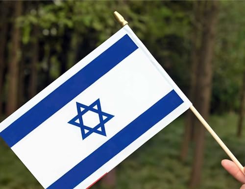 25Pack Small Israel Flag Handheld Mini Israeli Flag on Stick 5x8 Inch - color: Israel