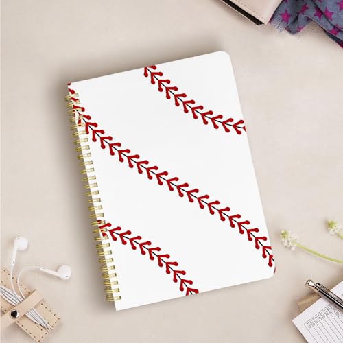 Cute Spiral Notebook Lined Journal B5 Note Book with Pocket, Ball - color: Baseball
