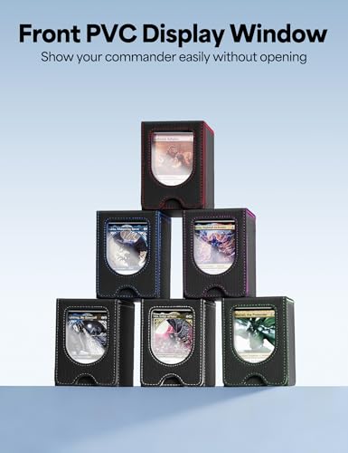 Card Deck Box for MTG Commander, fits 100+ Double-Sleeved Cards - color: A-Black&Purple