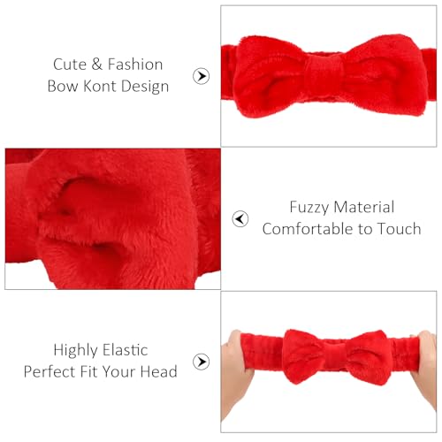 10 Pack Red Valentine Soft Spa Headbands Bulk for Women Girls - color: Red