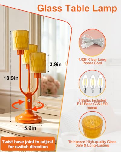 Lightdot Mid Century Modern Orange Glass Table Lamp for Bedroom Dimmable - color: 08-Orange-Cylinder