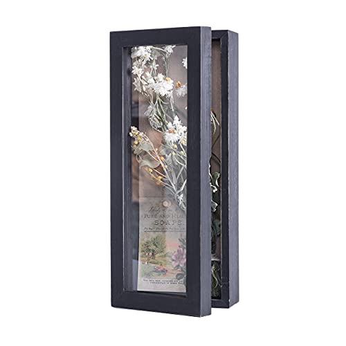 Freezing point Shadow Box Frame 5x12.5 Shadow Box Pin Display Case Cabinet Picture Frame with Linen Back Memorabilia Awards Medals Bouquet Badge Wedding Memory Box for Keepsakes Black Small Narrow - color: Black, size: 5×12.5