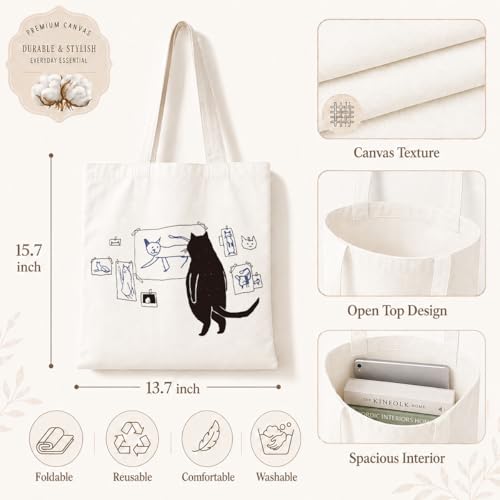 Funny Canvas Tote Bag, Reusable Shoulder Grocery Bag, Holiday Gift Bags for Friends, 13.7x15.7 inch - color: Style 07