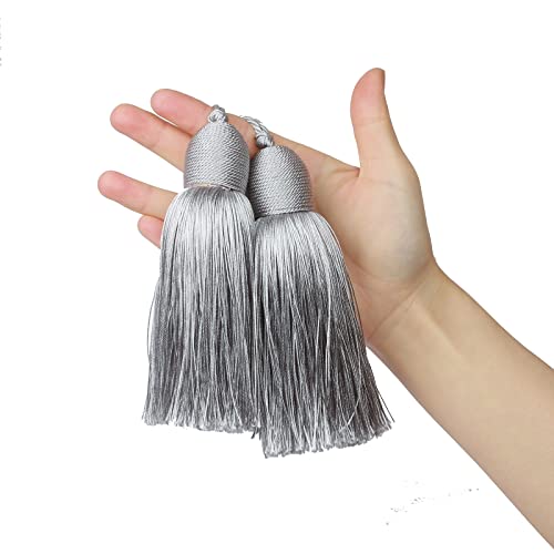 2Pcs Key Tassel with Loop DIY Handmade Craft Accessories - color: Silver