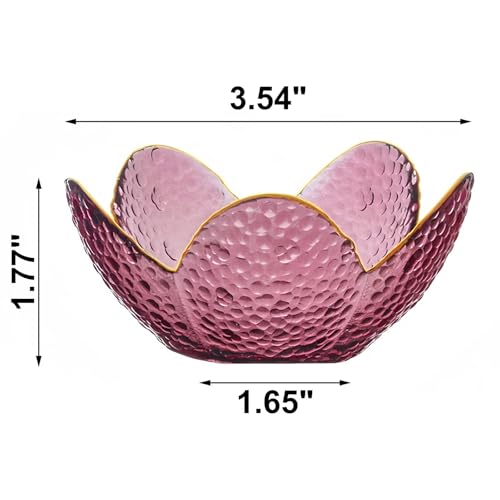 Small Purple Flower Jewelry Dish, Glass Jewelry Ring Tray Trinket Bowl, Nightstand Decor Ring Holder for Women, Wedding, Birthday, Mother's Day Gifts for Women - color: Purple