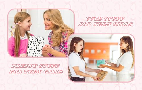QUICQOD Cute Black Bow Spiral Notebook for Teen Girls 5.5x8.3 Inch - color: Black