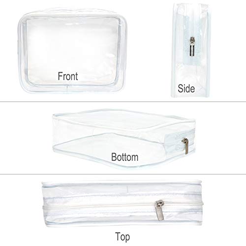 APREUTY 6 Packs Clear Makeup Bags, TSA Approved Toiletry Bags Set, White - color: White-6PCS (Large+Medium+Small)