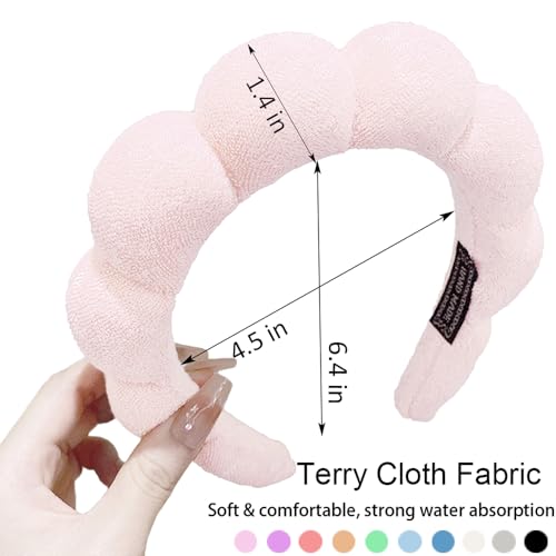 AOENJIE Spa Headbands for Washing Face or Makeup, Sponge Bubble Skincare Headbands, Puffy Terry Cloth Hairband for Women, Skin Care Makeup Headwear Hair Accessories for Girls (Beige) - color: Beige