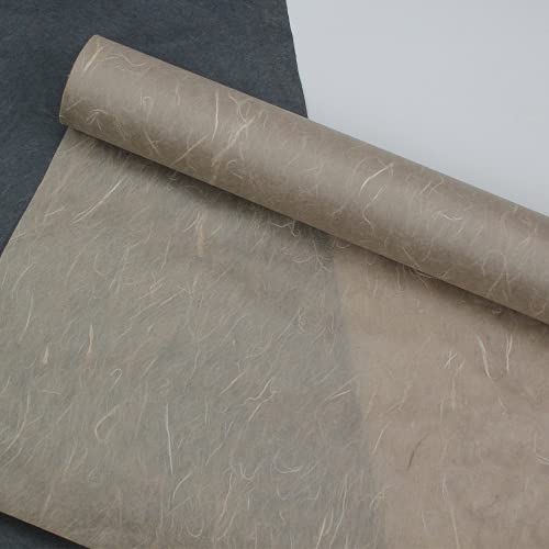Korean Traditional Mulberry Paper, Colored Hanji Paper Roll, Natural Fiber Texture, Unyong (Brown, 21.3" x 787.4") - color: Brown, size: 21.3" x 787.4"