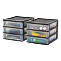 IRIS USA 2-Pack, 3-Drawer Medium Plastic Stacking Desktop Organizer, Black - color: Black, style: Medium - 2 Pack