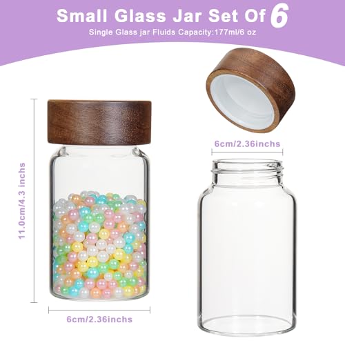 6 oz Glass Spice Jars Herb Seasoning Containers Small Glass mason Jars with Wooden Airtight Lids Food Storage Canister for Sugar Ground Kitchen Pantry Tea Coffee Bean Cookies Salt (6oz(177ml)*6 pack) - color: 6oz(177ml)*6 pack