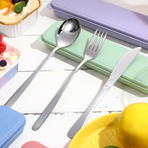 Yinkin 4 Pack Travel Silverware Set with Case for Lunch,Orange - color: Orange