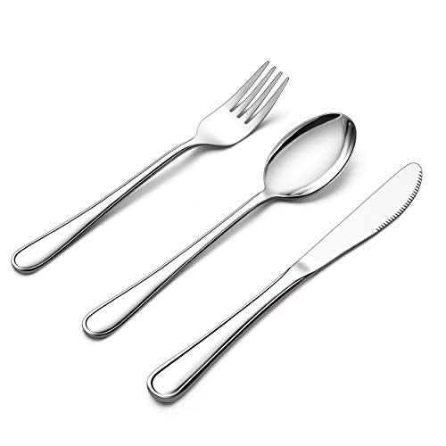 LIANYU 12-Piece Kids Silverware Set, Stainless Steel Toddler Utensils Set - color: Silver