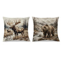 Rustic Cabin Moose and Bear Throw Pillow Covers 18x18 Set of 2 - color: Bear-6, size: 18" x 18" (Pack of 1)