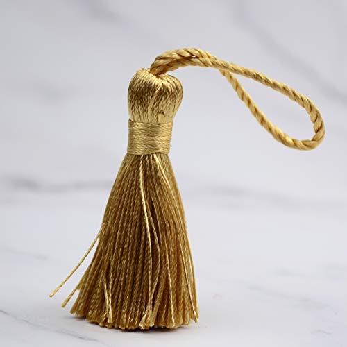 20Pcs 4.3 Inch Silky Mini Craft Tassels for Earrings, Souvenir(Champange) - color: #47champagne