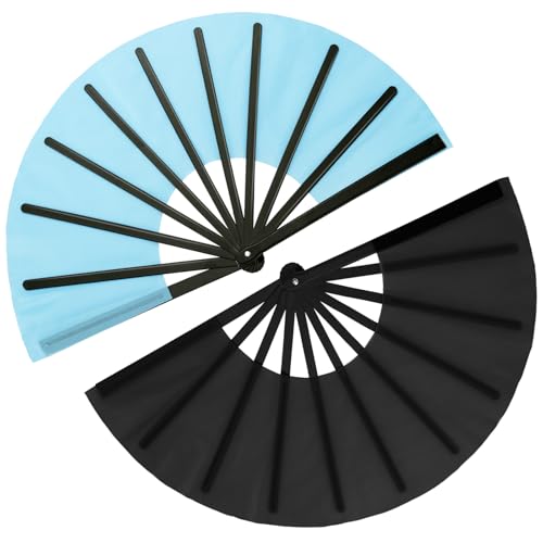 Maitys 2 Pack Foldable Fans for Rave Dancing,Modern Color,Simple Pattern - color: Modern Color, style: Simple Pattern