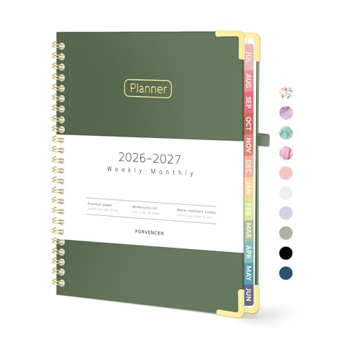 Forvencer Academic Planner 2026-2027, Calendar Jul 2026-Jun 2027, 6" x 8" - color: Dark Green, size: 6.3"x8.4" (Jul 2026 - Jun 2027)