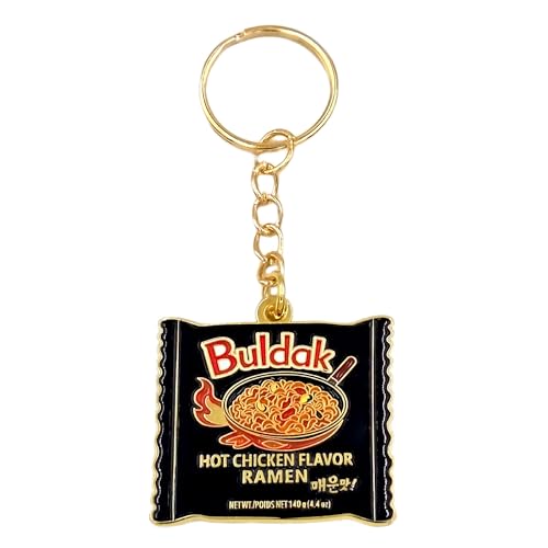 K-Culture Enamel Keychain Collection – Korean Art, K-Pop & K-Culture| Decorative Metal Key Ring for Bags - style: Hot Spicy Chicken Ramen