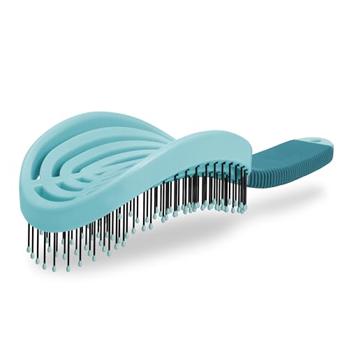 NuWay® DoubleC® Scalp Care Hair Brush – Patented Double Curve Design for Scalp Massage, Vented Blow-Dry Styling, Wet & Dry Hair, All Hair Types (Grass Green) - color: Grass Green