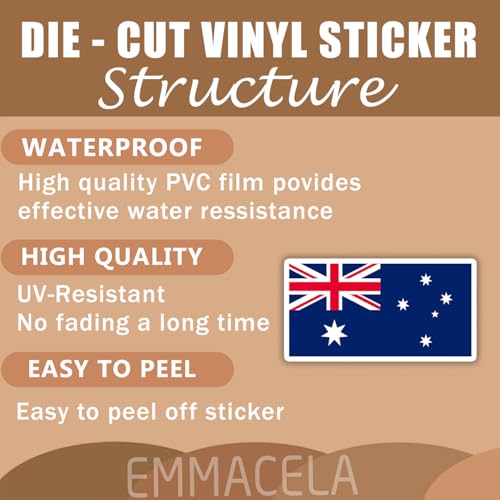 (3PCS) Australia Flag stickers, Countries Flag Stickers - Waterproof Vinyl Decals For Laptops, Tumblers, Water Bottles, Books, Scrapbooks, Size 3 x 1.7 Inch - color: Australia