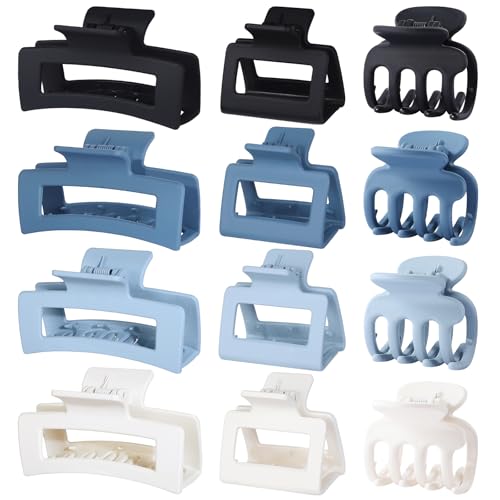 SMKSL 12 Pcs Hair Claw Clips for Women & Girls 3 Styles Hair Accessories - color: Blue
