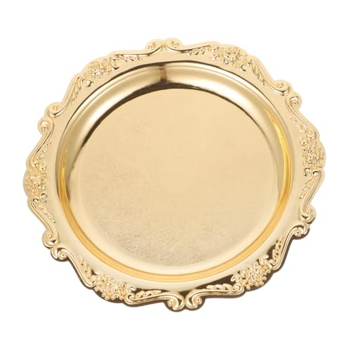 Golden Iron Jewelry Dish Tray for Desserts, Party Entertaining - color: Golden