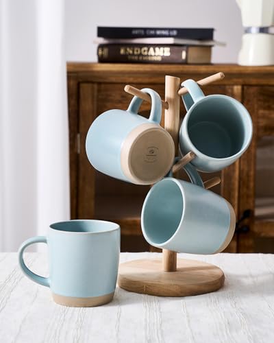 famiware Coffee Mugs Set of 4, Milkyway 13 oz Ceramic Cup Set with Handle - color: Milkyway-Light Blue, size: 4 Count (Pack of 1)