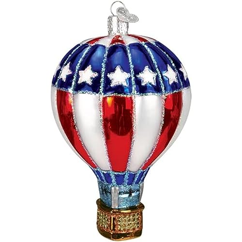 Old World Christmas Hot Air Balloon Glass Blown Ornament for Christmas Tree, Handcrafted Holiday Decoration, Patriotic Collection - style: Patriotic Hot Air Ballon