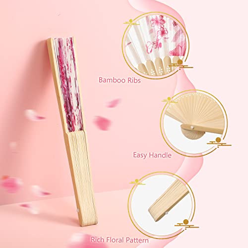 Unittype 24 Pcs Floral Folding Hand Fans for Women, Handheld Fans, Lovely - style: Lovely Style
