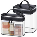 PACKISM Clear Makeup Bag for Travel - TSA Approved Toiletry Bag, 2 Black - color: Bright Black, size: Mixed Size Series (1 Medium + 1 Large)