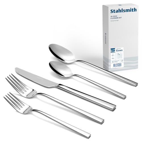 40-Piece Durable 18/10 Silverware Set, Stainless Steel Flatware (Essen) - size: Set of 40 for 8