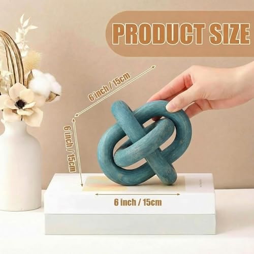 Yalikop 3 Link Wood Knot Decor Rustic Table Shelf Accents, Blue - color: Blue