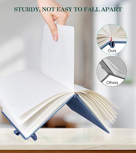 Lined Journal Notebook for Women, A5 Hardcover Leather Journals for Writing, 200 Pages Thick Travel Daily Journal, College Ruled Notebook for Work School, Note Taking,5.75'' X 8.38'' Darkblue - color: darkblue
