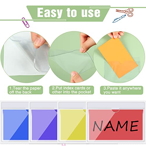 Chinco 30 Pcs Self Adhesive Clear Index Card Pockets,3 x 5 Inches - size: 3 x 5 Inches