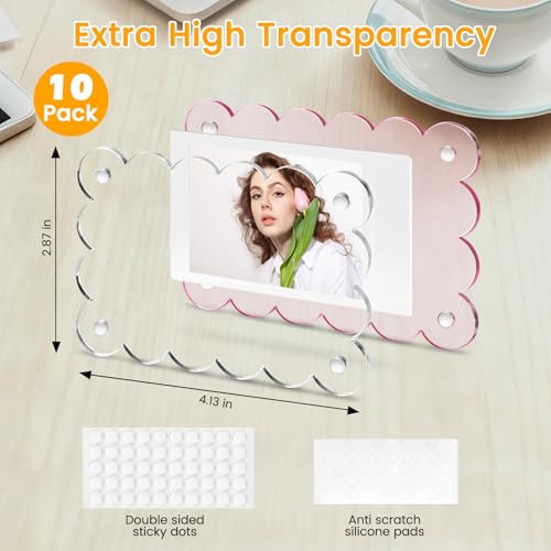 10 Pack Acrylic Fridge Magnetic Frame for Polaroid, 2.36x3.54 In Mini Picture Frames Colorful for Fujifilm Instax Mini, 2 Sided Photo Refrigerator Magnet Picture Display Clear Frame Petal - color: Colorful, size: 10 Pack