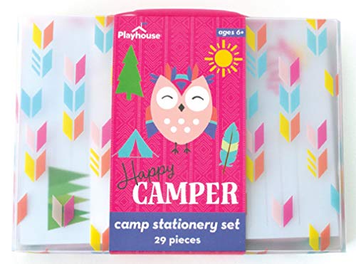 Playhouse 28-piece Happy Camper Girls Stationery Set with Tote and Pen