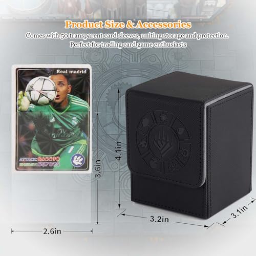 Arkeiliy MTG Deck Box 110+ Storage Sleeved Cards for Magic Commander - color: Black