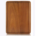 16" x12" Large Solid Acacia Wood Serving Tray Rectangular Wooden Serving Platter Natural Wooden Board for Bar Coffee Party - size: 16x12 in
