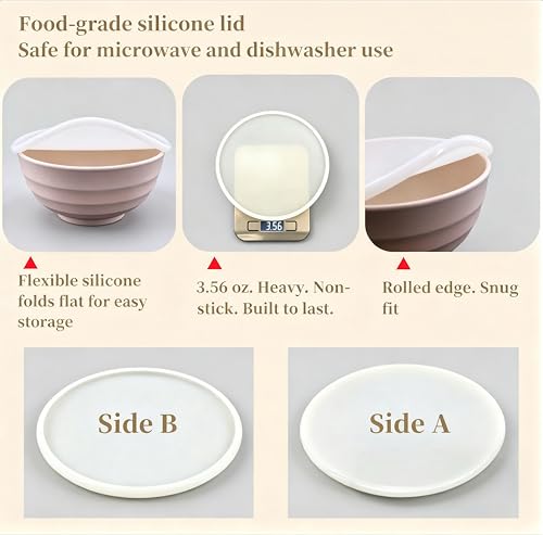 Large 60oz Unbreakable Bowls – Wheat Straw BPA Free Deep Soup Bowls, Microwave Dishwasher Safe for Cereal, Salad, Oatmeal, Ramen – Perfect for Camping & Daily Dining (Bowl-5p with Lid) - color: Bowl-5p with Lid