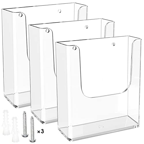 MaxGear Acrylic Brochure Holder 8.5x11 Wall Mount, 3 Pack - size: 8.5"x11"