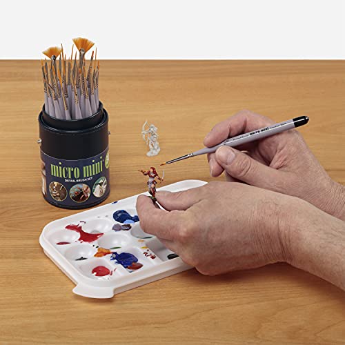 Creative Mark 4 Piece Micro Detail Paint Brush Set, Mini Paintbrushes for Acrylic, Watercolor, Oil, Face, Nail, Scale Model Painting & Line Drawing - size: Perfect Points Set (4 Piece)