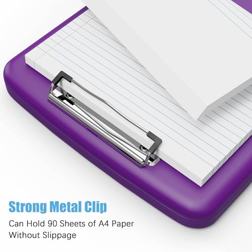 Hongri Clipboard with Storage with Pencil Case, 8.5 x 11 Storage Clip Board - color: Dark Purple