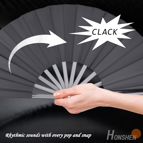 Folding Fan - Chinese Hand Fan, 13 inch Nylon-Cloth Performance Fan - color: Black