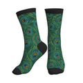 Crew Athletic Socks Funny Crazy Casual Sports Novelty Dress Socks for Women Men Running Hiking - color: Green Peacock