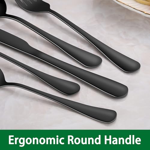 6.7 Inch Black Tea Spoon Set Of 8, Stainless Steel Dessert Spoons for Dining, Black Coffee Spoons For Cafe, Metal Small Spoons For Kitchen - color: Black