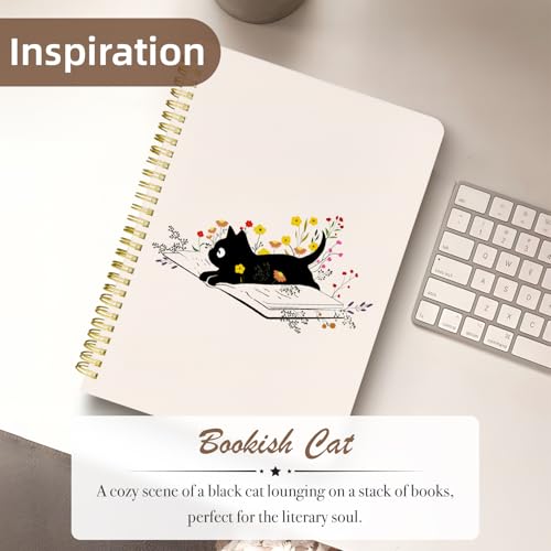 Cute Spiral Notebook Lined Journal B5 Note Book with Pocket, Book - color: Cat Book