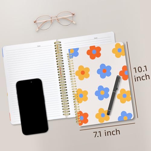 Cute Spiral Notebook Lined Journal B5 Note Book with Pocket, Flower - color: Color Flower